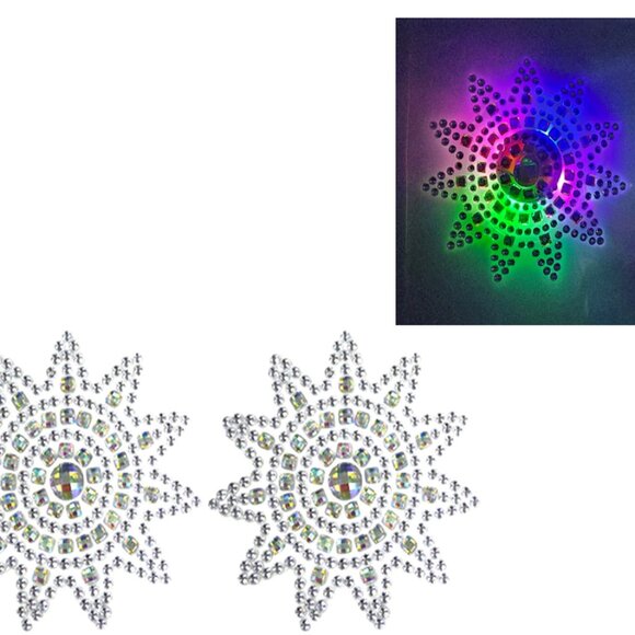 Sass Chick Other - Led Light Up Pasties Star Sun, Nipple Covers, EDC Outfit, REUSABLE RHINESTONE